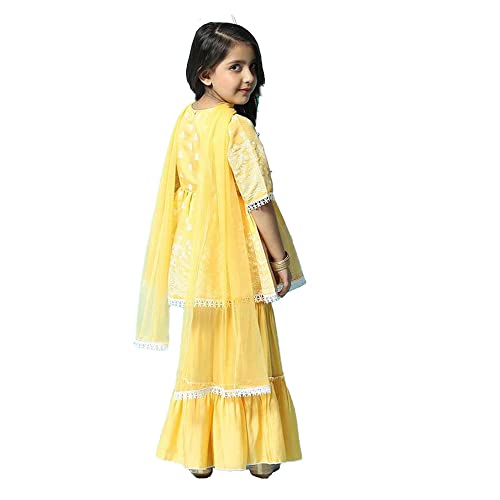 Image of BIBA Girl Polyester Peplum Printed Suit Set