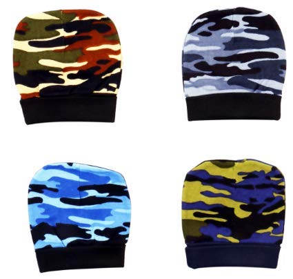 Military Print Soft Cotton Caps for Baby Boys and Girls - Colours May Vary