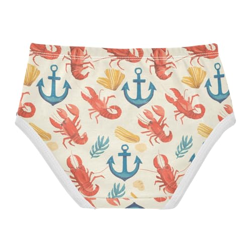 Wusikd Anchor Red Lobster Girls' Underwear Cotton Sea Green Girls Briefs Soft Toddler Underwear 2T2