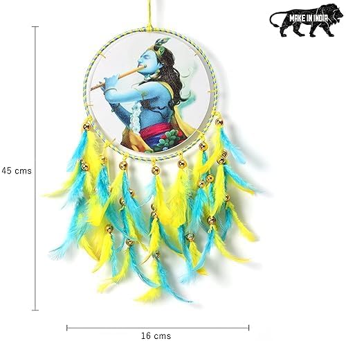Handmade Flute Playing Krishna Canvas Dream Catcher for Home & Office Decor, Gifting (Pack of 1)