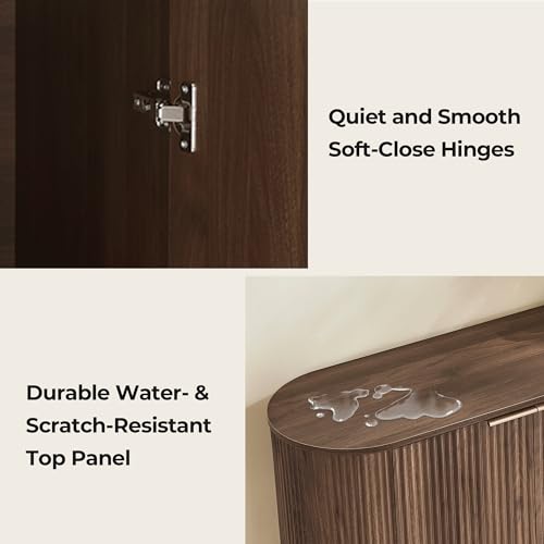 CHITA 70\" Sideboard Buffet Cabinet with Storage, Living Room Accent Cabinet with Doors and Adjustable Shelves, for Bar, Kitchen, Walnut