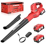 Alloyman 40V Max Cordless Leaf Blower, 130CFM150MPH Electric Leaf Blowers, with 2 * 2.6AH Batteries & Fast Charger, 3 Speed Mode Lightweight Mini Powered Leaf Blowers for Lawn Care/Snow Blowing（Red）
