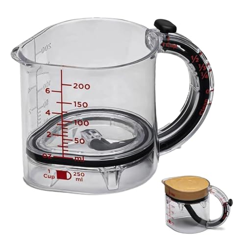 4-in-1 Adjustable Measuring Cup, Multi-Functional Measuring Cup with Scraper-Style Seal Base, Space-Saving Easy to Clean No Waste Design, Multi Measurings Cube Cups for Cooking and Baking