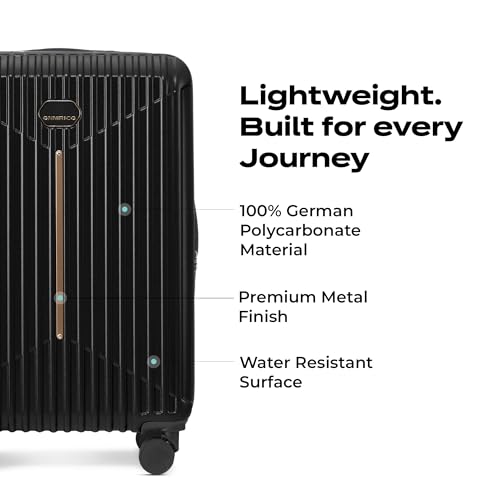 Image of Midnight Voyager Check-in Medium 67.5cm | Trolley Bag Hard Case Polycarbonate, 4 Wheels 360 Degree Wheeling System Luggage, Suitcase for Travel, with Front Laptop Access (Ebony Black)