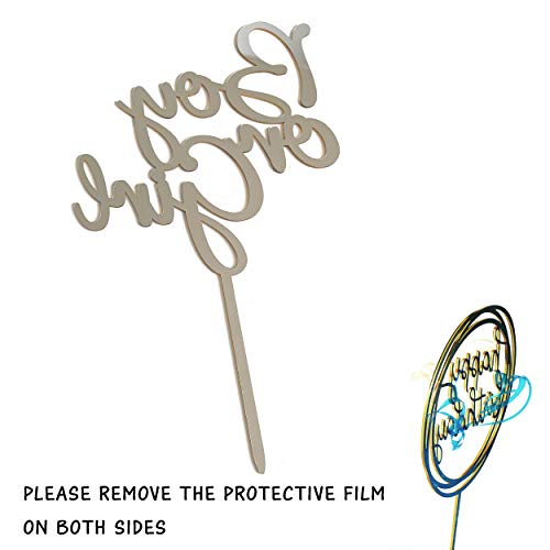 Larger Size Acrylic Mirror Gold Boy Or Girl Cake Topper, Gender Reveal Cake Topper, Baby Shower Party Supplies Decoration For Cake Topper, Cake Flag, Photo Booth Props #TOP6