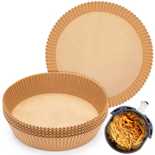 Backpapier für Heißluftfritteuse, 50pcs 9in Airfryer Backpapier Pergamentpapier, Wasserdicht Ölfest Heissluftfritteuse Antihaft Einweg Bratpapier,luftfritöse Backpapier für Küche Cover