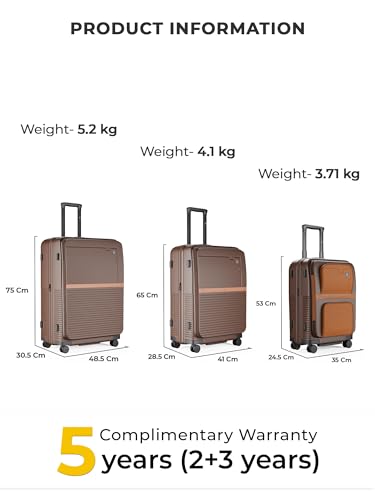 Image of EUME Aerotop Checkin Trolley Bag Large | Space Saving Top Open Suitcase | Expandable Hardshell Polycarbonate Luggage | TSA Lock, Anti Theft Zipper, Super Silent Wheels | 105L Espresso Brown