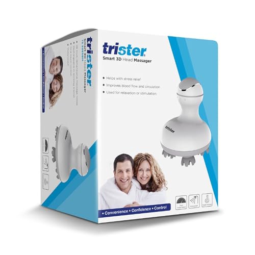 Trister Smart 3D Head Massager (TS596SBM) - 28Node Waterproof Scalp Massage Dual Speed & Dual Rotation USB Rechargeable OneTouch Control 140110110mm Stress Relief Device