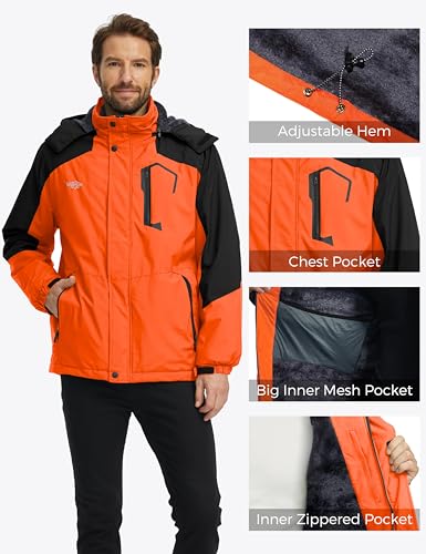 Image of Wantdo Men's Mountain Waterproof Ski Jacket Windproof Rain Jacket Winter Warm Hooded Coat