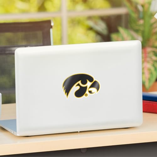 Image of University of Iowa Haweyes Tigerhawk Black and Gold Weatherproof Vinyl Sticker Car Decal from Nudge Printing