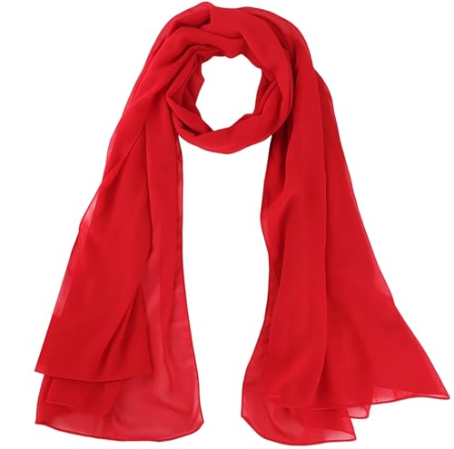 Mealah Womens-Red Shawl Scarf - Lightweight Wrap Scarves Shawl Solid Color-Chiffon Sunscreen Scarve for Spring Summer Travel