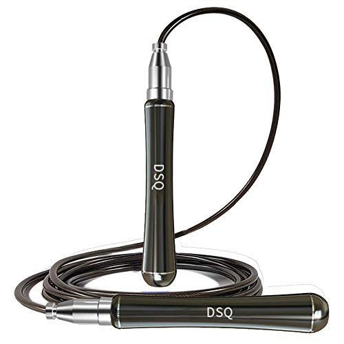 DSQ Speed Rope, Screw-Free Design, Double Ball Bearing, Anti-Slip Handle, Auto Locking Jump Rope for Aerobic Exercise, Home Workout and More