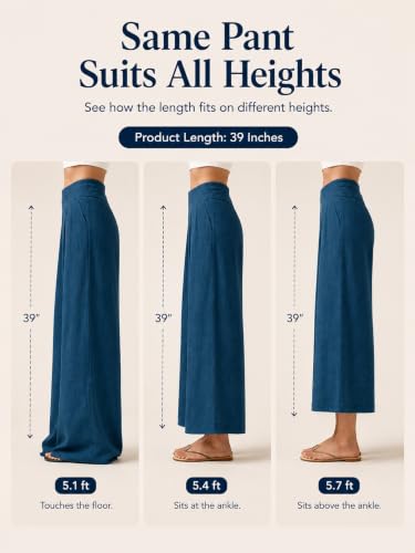 Image of Womanista Women's Relaxed Fit Pure Cotton Linen Flared Palazzo Pants for Woman | Wide Leg Casual Trouser with Pockets | Plazo pants for Women | High Waist Office & Travel Wear (Available in plus size)