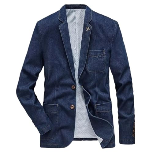 Men's Denim Blazer Loose Fit Business Casual Jacket