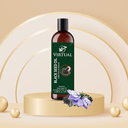 Image of VIRTUAL 100% Pure Black Seed Oil For Hair Growth, Skin Care, Cold Pressed Natural Kalonji /Nigella Sativa Oil (180ml)