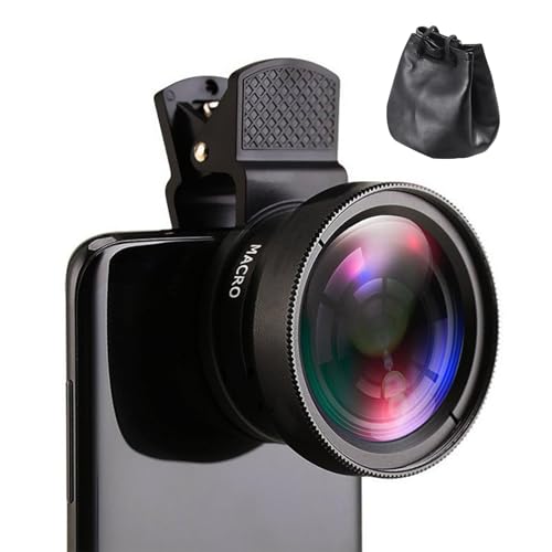 DONOONIS Objectif Smartphone 2 en 1, Macro 12,5x et Grand Angle 0,45x, Compatible avec la plupart des smartphones et tablettes, Aluminium et Verre Optique de Haute Qualité