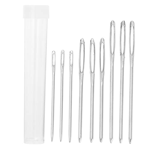 Operitacx Hand Sewing Needles Set 9 Large Eye Needles 5.3cm/6cm/7cm Steel Yarn Knitting Needles for Cross Stitch