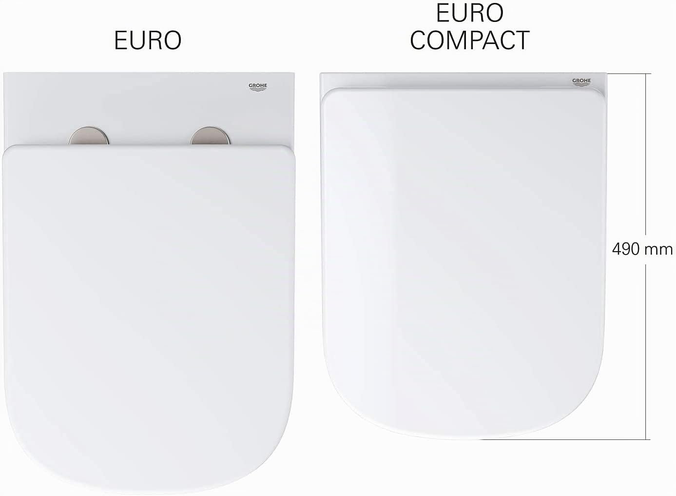GROHE pack complet WC suspendu Solido Compact, bâti support universel, toilette et fixations invisibles, cuvette Euro Ceramic, plaque de commande, 39891000 (Import Allemagne) Blanc