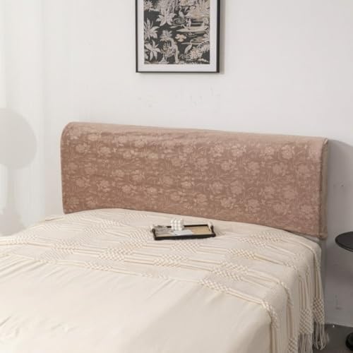 Image of HOMETHREADS Stretchable Velvet Headboard Cover | Soft, Dust-Proof & Wrinkle-Resistant Bed Back Protector | Fits Leather, Wooden & Fabric Bedsides | for 5ft to 5.5ft Beds (Beige, 150x65Cm)