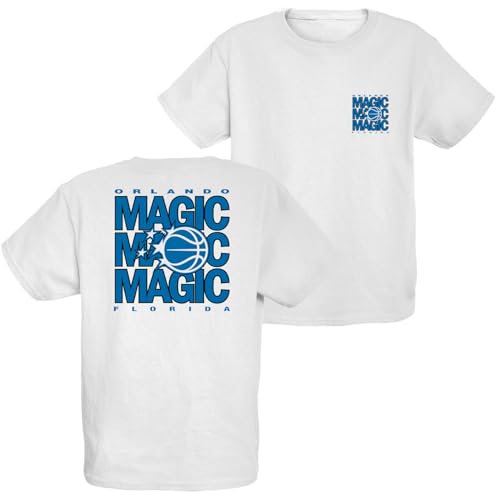 Blue 84 Orlando Magic NBA Officially Licensed Youth T-Shirt Front/Back Press White, Medium
