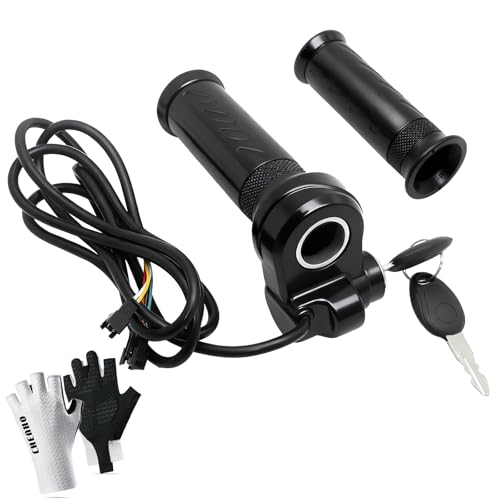 Image of Full Twist Throttle for Ridstar Q20, 3-Pin Throttle Grip Universal Fits for Electric Bike & Most E-Scooter 12V-72V Wide Voltage, with 2 Keys Lock and Gloves, Plug and Play