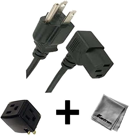 6FT Right Angled AC Power Cord for Sony KDL-60EX700 TV + 3 Outlet Adapter