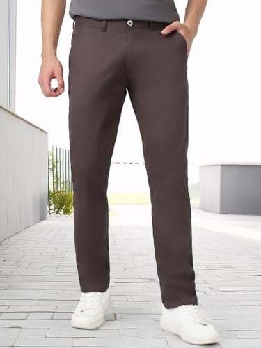 Image of Urbano Fashion Men's Cotton Light Weight Non-Stretch Slim Fit Casual Trousers
