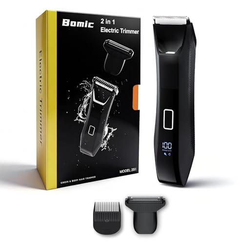 Manscaper Trimmer for Men, 2-in-1 Ball & Body Hair Groomer - Pubic & Groin Hair Shaver with Dual-Head, No-Nick Shaving, Smooth Grooming - Lightweight, Travel Lock, IPX7 Waterproof & LED Display