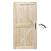 S&Z® 42 in. x 84 in. Barn Door, 20-60in Unfinished British Brace Barn Door/Modern Style/Solid Wood/Sliding Door/Simple Assembly is Required (42 in)
