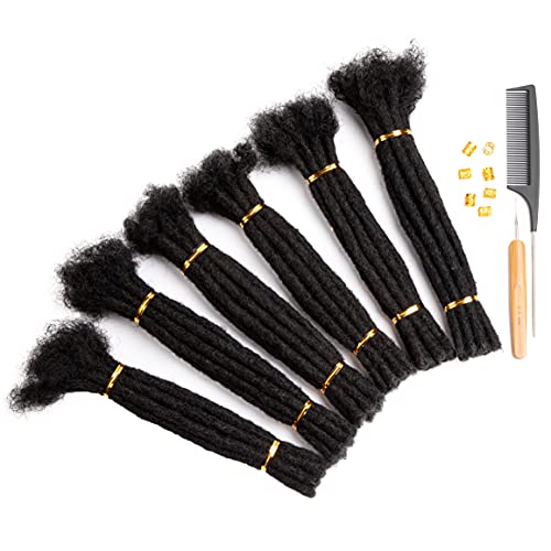 Originea 8 Inch 60 Strands 100% Real Dreadlock Extensions Human Hair for Man Women Full Head Handmade 0.8cm Thickness Can Be Dyed and Bleached Dreadlocks Bulk Permanent Loc Extensions with Needle and Comb