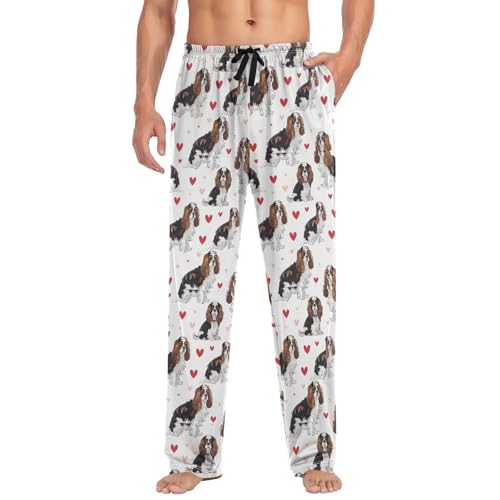 Cavalier King Charles Dog Small Heart Pajama Pants Mens Lounge Pjs4
