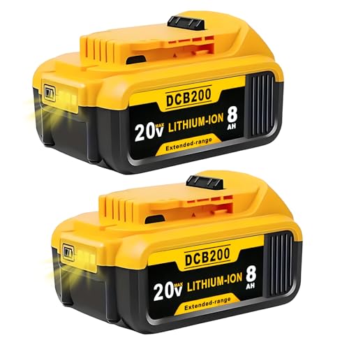 Akkopower Replacement for Dewalt 20V Max Battery: 8.0Ah Lithium Batteries Compatible with Dewalt Battery DCB208 DCB200 DCB206 DCB205 DCB204 Cordless Power Tools 2 Pack
