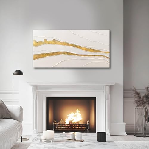 Image of VAYIMDH Minimalist Wall Decor Line Art Gold Modern Wall Art Abstract Green White Textured Artwork for Living Room Dining Room Bedroom Picture 24x48 Inch