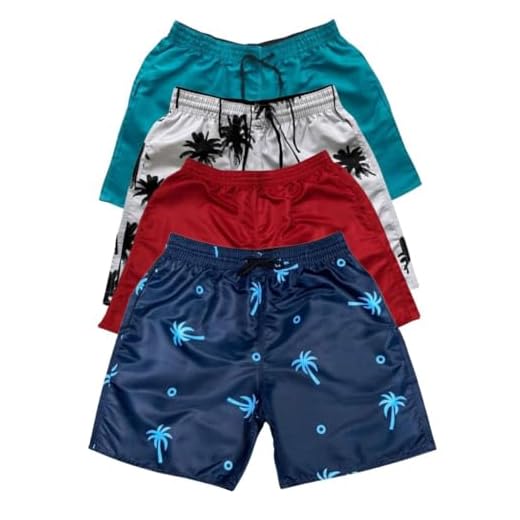 Kit 4 Shorts Plus Size Moda Praia Bermudas Liso Estampado Coqueiros Relaxado (BR, Numérico, 50, Plus Size, Alto, MIST35)