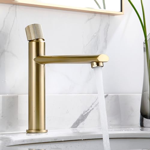 Robinet de lavabo en laiton or brossé au design haut de gamme pour salle de bains