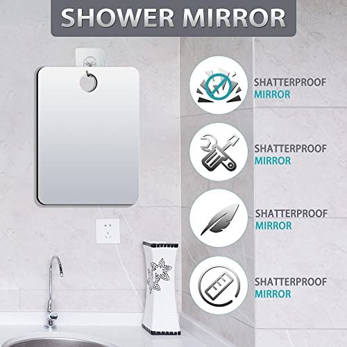 Shower Mirror Fogless For Shaving Mirror For Showe,6"X4"Small Mirror For Wall Hanging,Camping Travel Mirrors,Unbreakable Handheld Locker,Makeup Plastic,Fog Free Shave Anti Fog Proof,Bathroom #TOP6