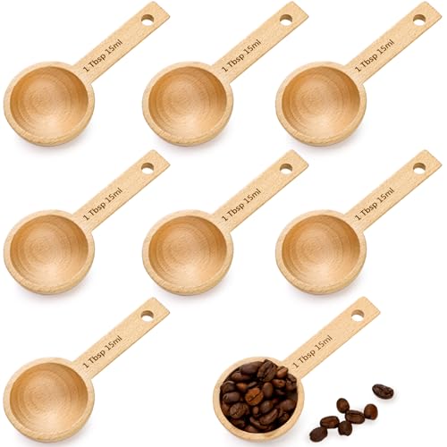 Tebery 8 Pack Wood Measuring Scoops for Canister, 1 Tablespoon Beech Coffee Scoop Measuring Spoons for Coffee Beans, Ground Coffee, Protein Powder, Spices, Tea and Bath Salt by Tebery - Used condition - US$10.98