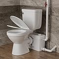 600W Toilet With Pump by MF, Standard Height & Space-Saving & Stable Macerator Toilet System, 3 Water Inlets, Easy Installation Up flush Toilet for Basement with Extension Pipe