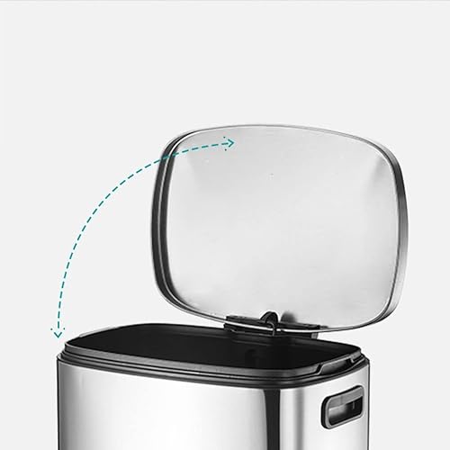 Miniatura 4 de BONAD Basurero de acero inoxidable de gran capacidad para baño, 50 L, oficina, hogar, cocina, exterior, interior, tipo pie, papelera clasificable
