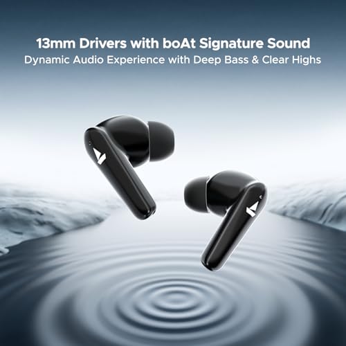 Image of Boat Airdopes 131 Elite ANC, 32dB Active Noise Cancellation, 60HRS Battery, Ambient Mode, 4Mics ENx, Fast Charge, IPX5, v5.3 Bluetooth Earbuds, TWS Ear Buds Wireless Earphones with mic (Active Black)