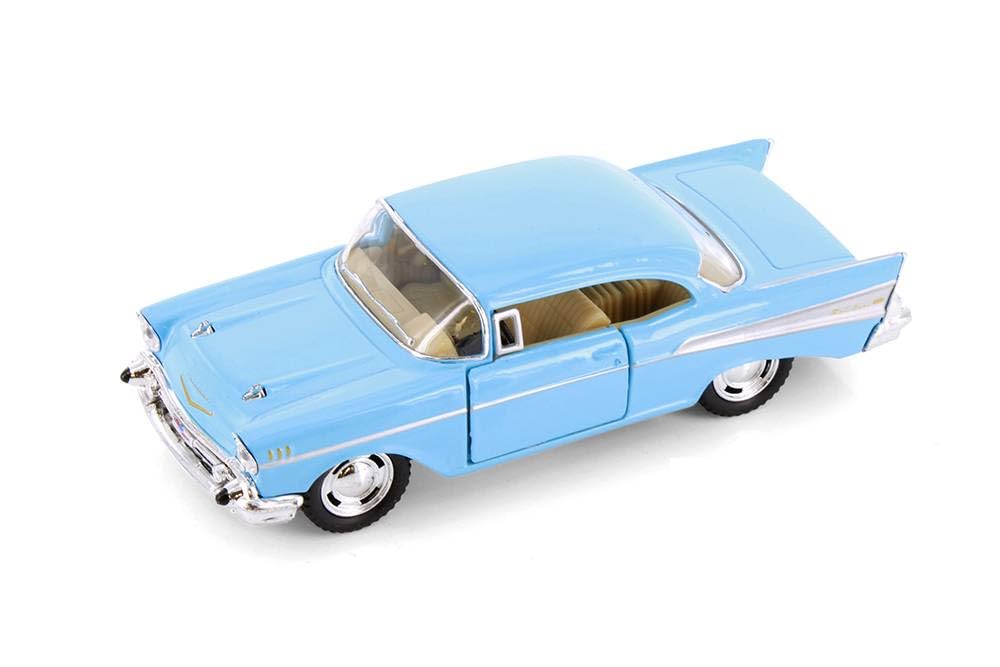 1957 Chevy Bel Air Coupe 1:40 Scale 5" Die Cast Metal Classic Toy Car (Blue)