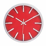 Kiera Grace Watch Wall Clock, 12-Inch, 2-Inch Deep, Silver with Red Dial