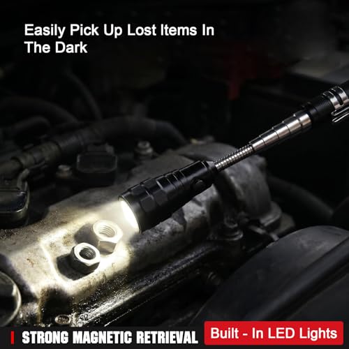 Image of Magnetic Pickup Tool, Extendable Telescoping Magnet with LED Flashlight, Cool Gadgets Gifts for Men, Dad, Husband, Grandpa, Handyman, Mechanic, Fathers Day Gift, Birthday, Graduation