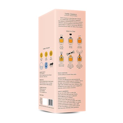 Image of Peach Reed Diffuser Set by Tattvic Essence | 6 Fiber Reed Sticks Free | Stress Relief & Aromatherapy | Long-Lasting, Smoke-Free Air Freshener for Home, Bedroom & Office | Ideal for Gifting | 120ml