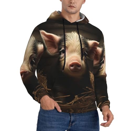 YQTGBCED Sudaderas con capucha con estampado de animales de granja para hombre, perfectas para primavera, otoño e invierno, Negro, XXL