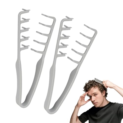 2pcs Volumizing Wide Tooth Texture Comb - Professional Mens Styling Comb ABS Texture Comb Lifts Roots Volume Natural Texture for Styling Bangs and Daily Use Magic Comb for Salons and Barber Shops