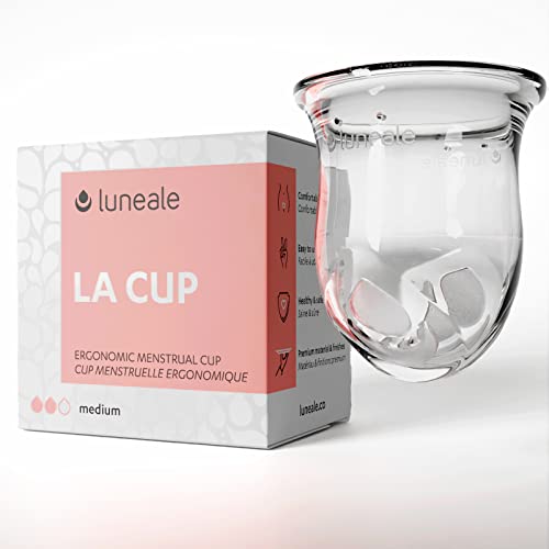 La Cup Luneale - Reusable Stemless Menstrual Cup - Patented Ergonomic Design Created in Collaboration with Midwives - 100% Medical Silicone - 3 Sizes depending on Flow (M - Medium to Heavy Flow)