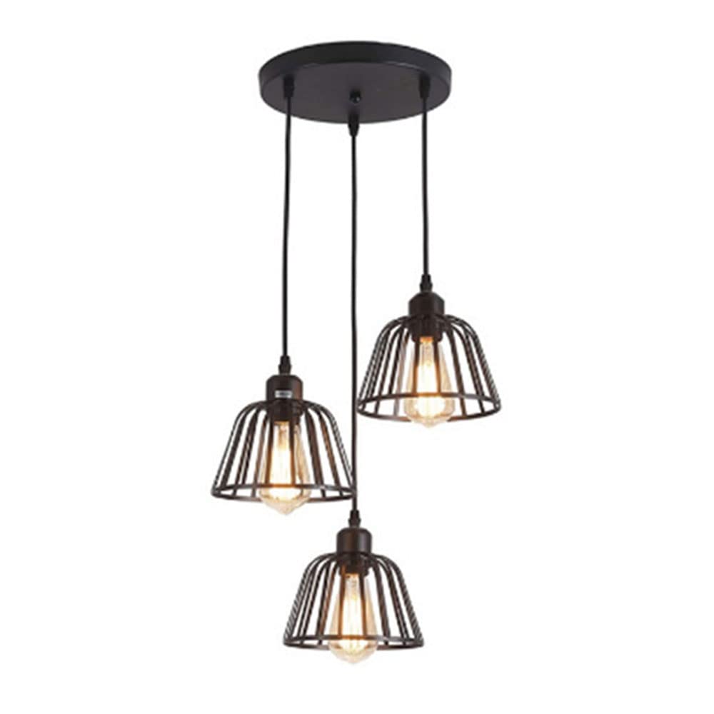 Lustre bar restaurant E27 suspension rétro trois têtes éclairage intérieur fer