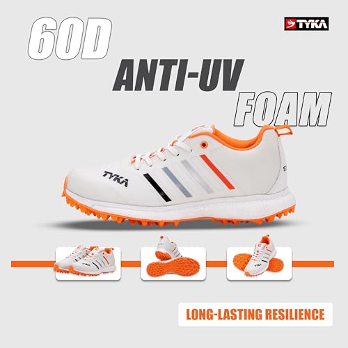 Image of TYKA Storm ETPU Studs Cricket Shoes for Men - Lightweight Turf Shoes w /Enhanced Grip Studs for Bowling, Batting & Fielding