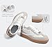 LUCKY STEP Women Retro Sneakers Fashion Classic Gum Sole Tennis Skate Shoes Casual Trendy Walking Trainer Anti Slip Flat Low-Top Footwear(Grey/White,8)